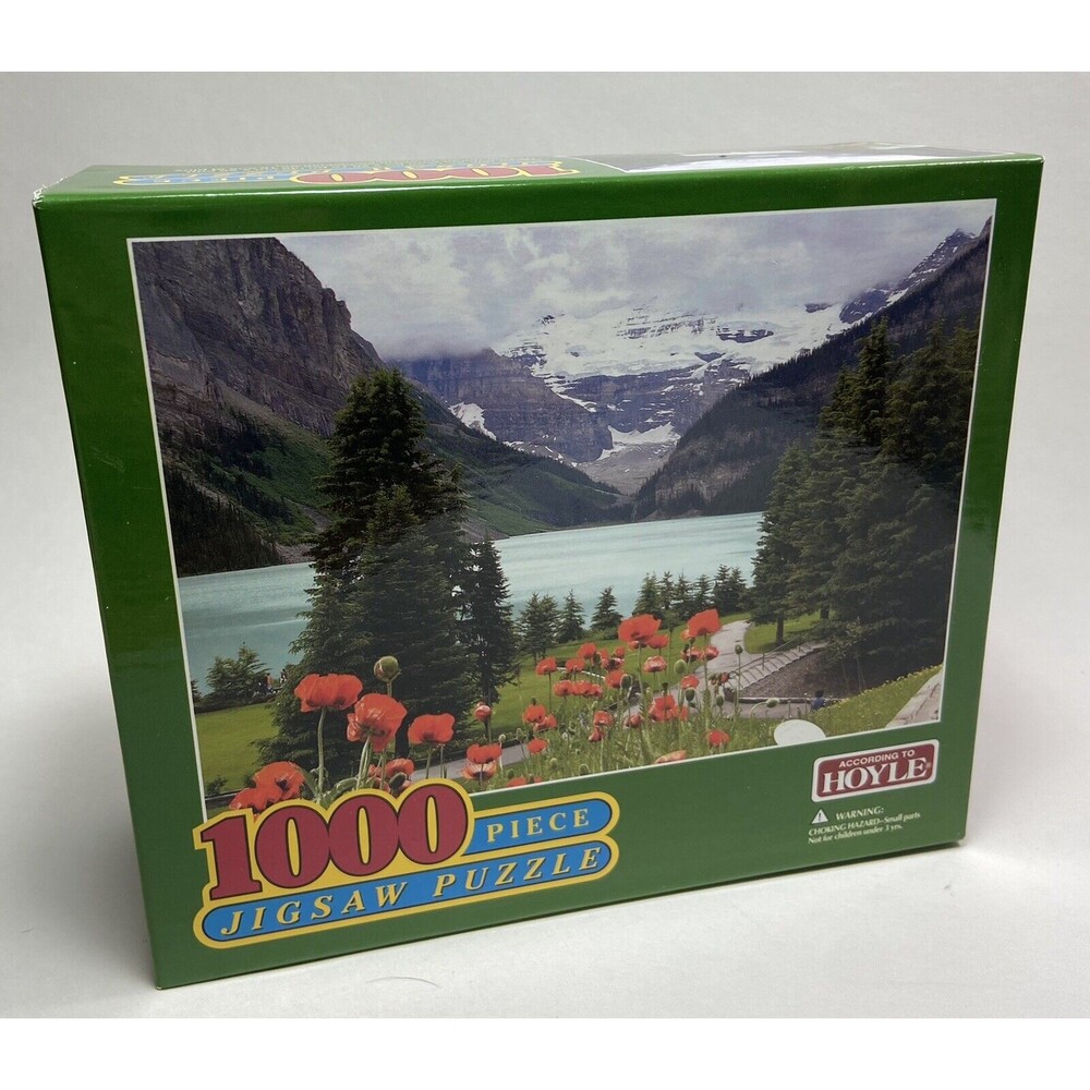 Hoyle puzzle Mountains Lake Evergreens and Poppies New Sealed  1000 pc puzzle